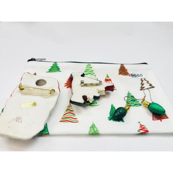 Vintage Christmas Santa & Tree Earrings Set - Picture 3 of 3